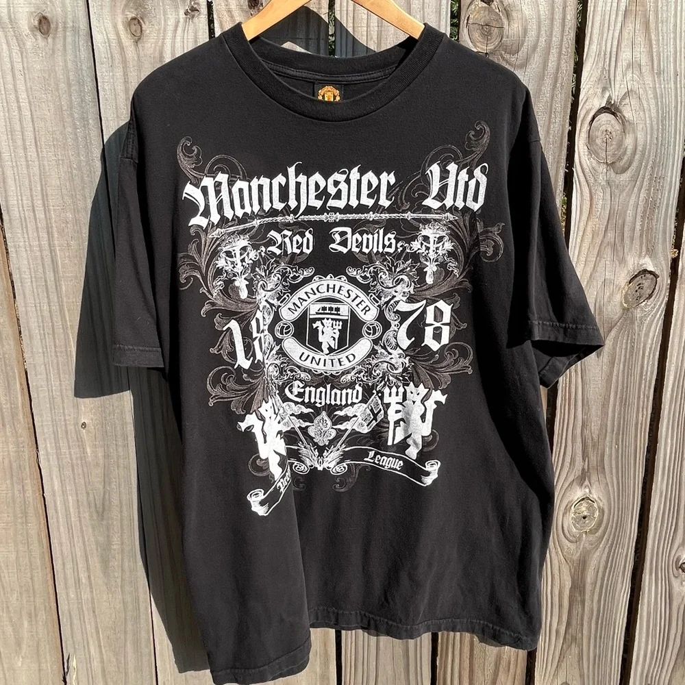 Manchester United Size XLT Black 100% Cotton TShirt MU LTD. - Picture 1 of 7